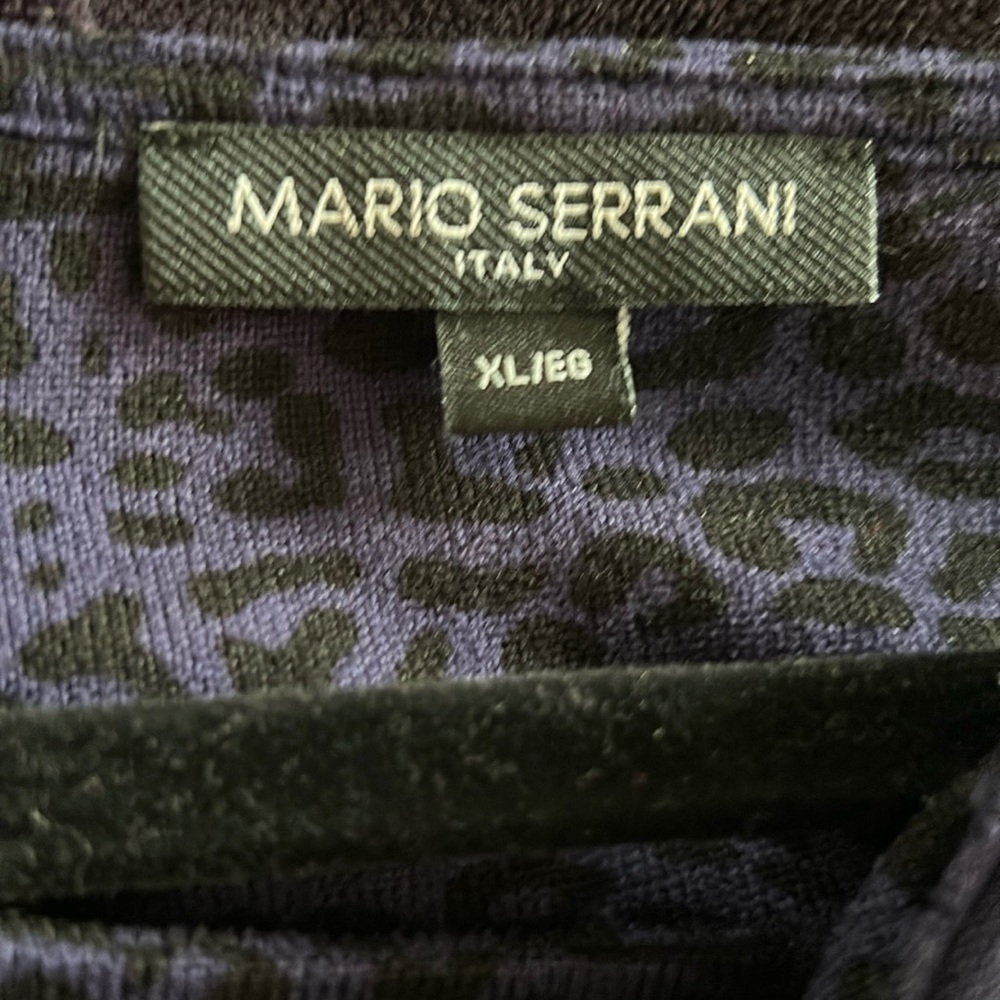 Mario Serrani Italy Animal Print Purple Black Tunic Top XL Lightweight Career - Picture 3 of 15